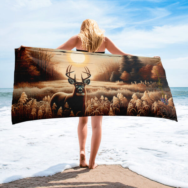 Whitetail Sunrise Sublimated Beach Towel – Rustic Outdoor Art