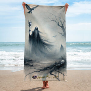 Warden of the Forsaken Vale: Gothic Sublimated Beach Towel