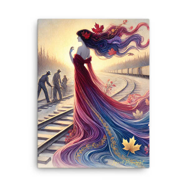 The Muse of Progress – 18x24in Thin Canvas Print Featuring Canadian Heritage Artwork