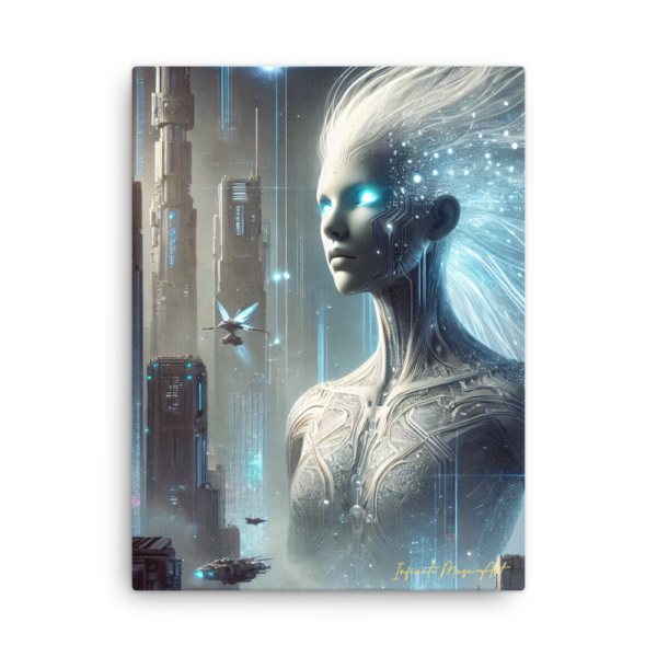 Ascension of the Cyber Muse – 24x18in Thin Canvas Print