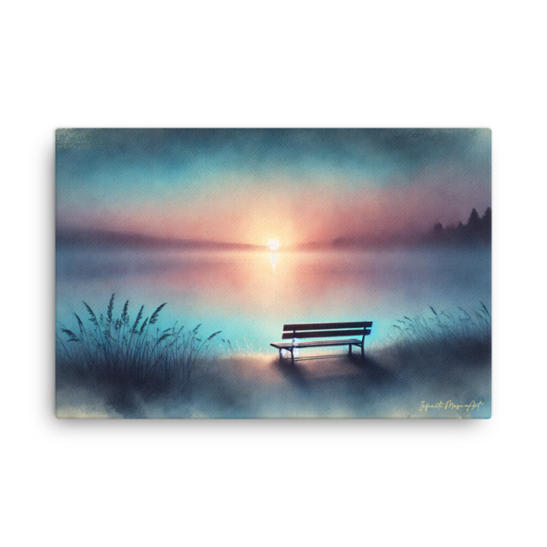 Tranquil Dawn 24x36 Thin Canvas Print – Serene Lakeside Sunrise Art for Home Décor