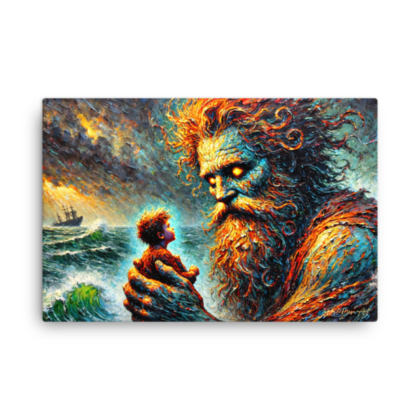 Leviathan Protector Thin Canvas Print – 24x36in Oceanic Artwork for Inspired Spaces